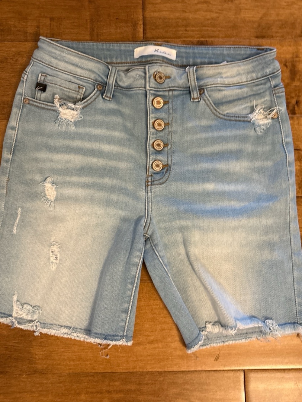 KanCan Light Blue Denim Shorts with Button Fly